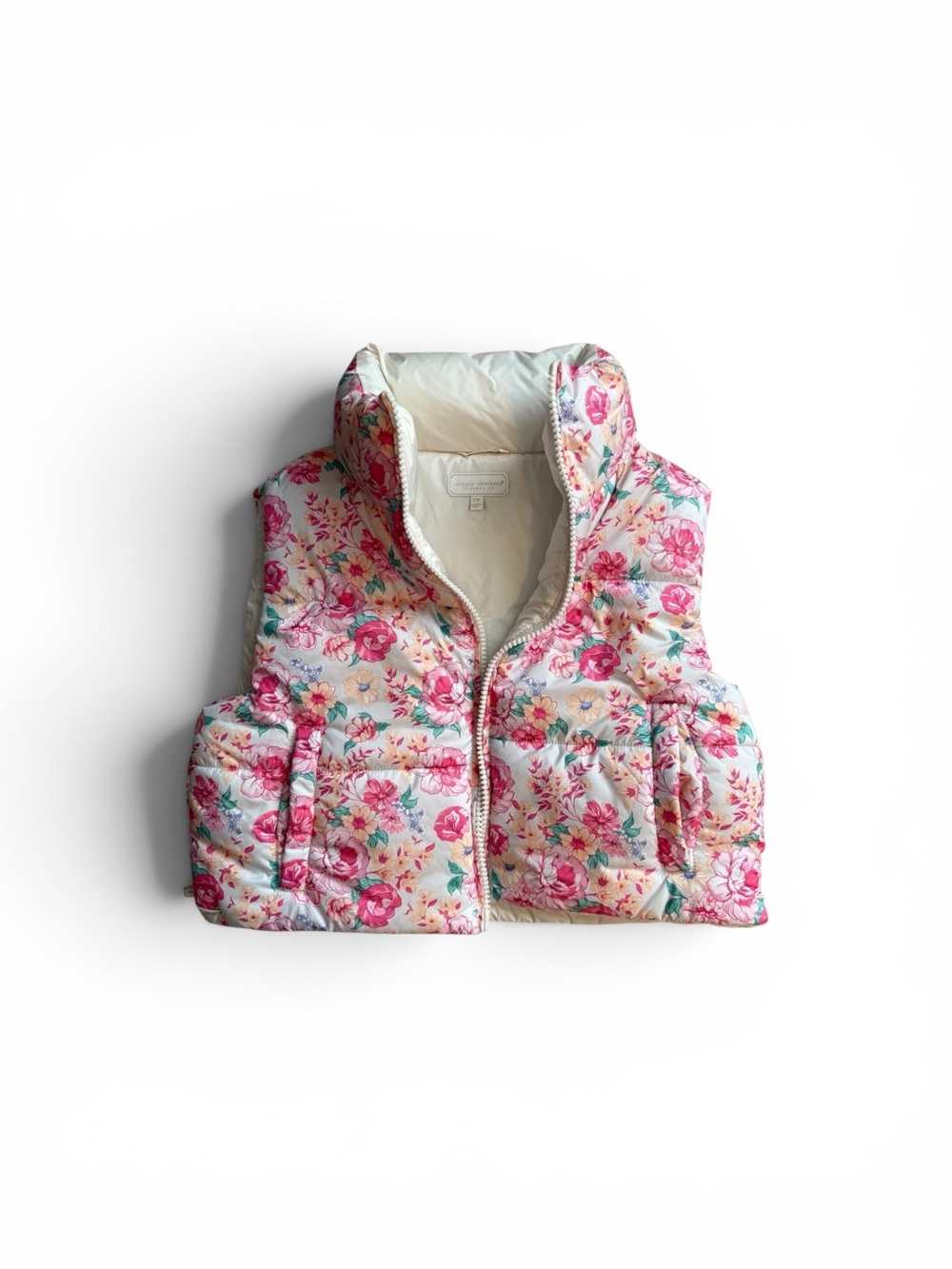 NWT Cropped Puffer Vest - floral print XS